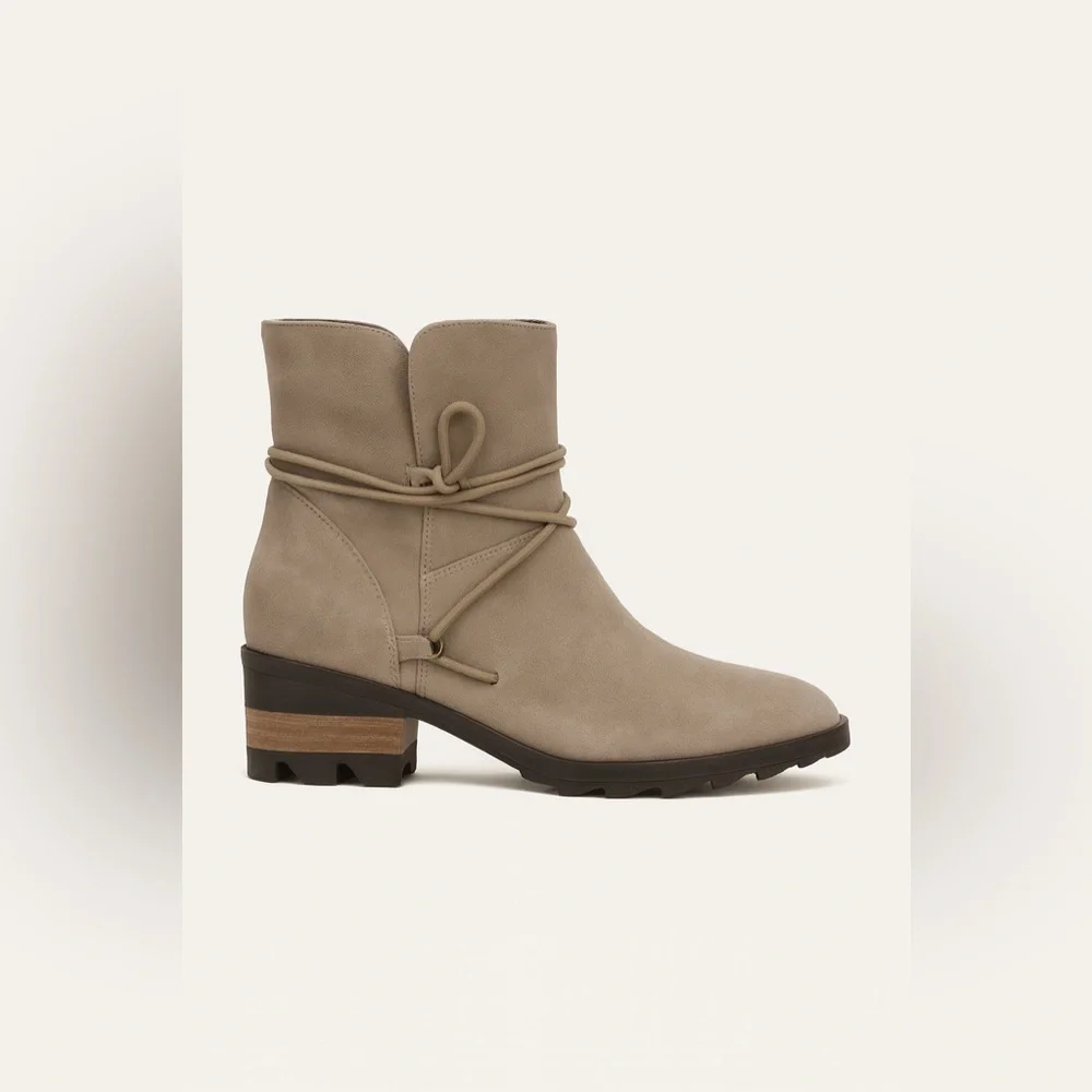 Sorel Farah Waterproof Suede Booties Tan Size 10 Ankle Boots